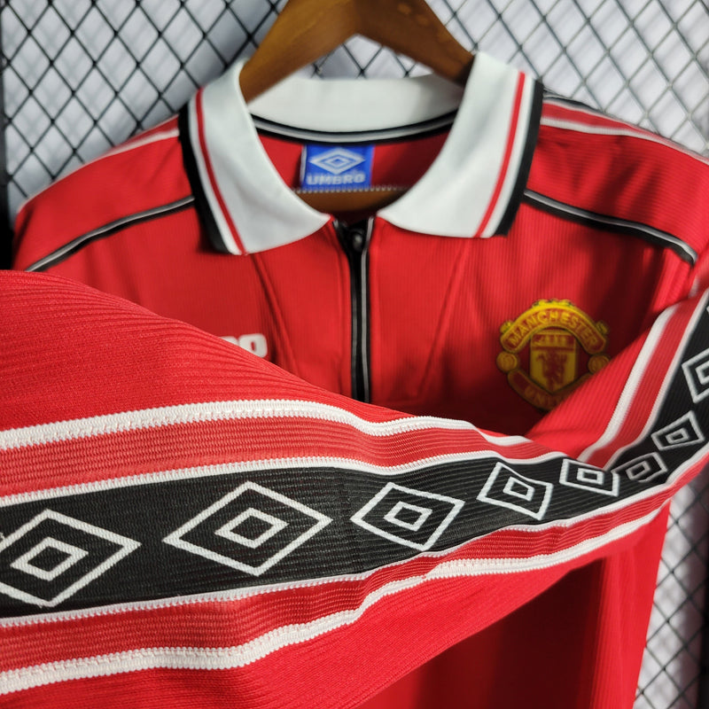 Camisa Manchester United Titular 98/99 - Manga Longa - Versão Retro