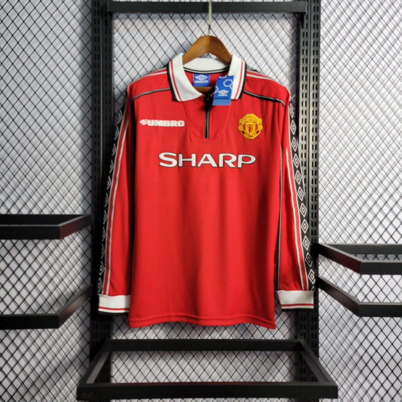 Camisa Manchester United Titular 98/99 - Manga Longa - Versão Retro